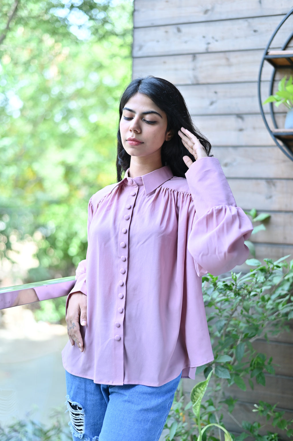 Mauve Buttoned Top