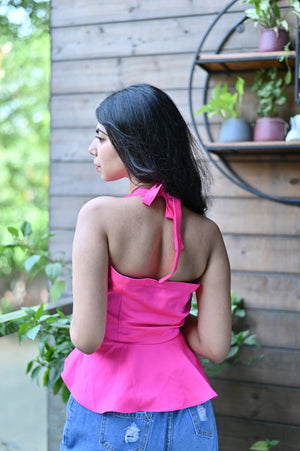 Halter Backless Hot Pink Top