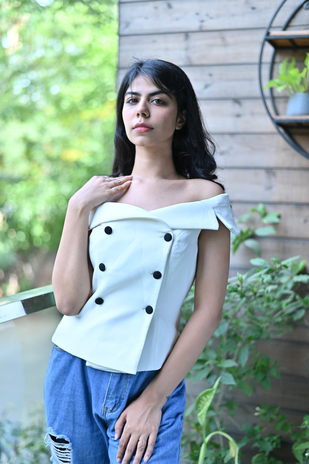 Off Shoulder Blazer Top