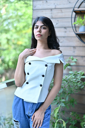 Off Shoulder Blazer Top