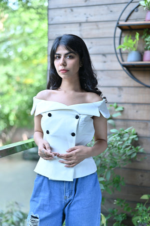 Off Shoulder Blazer Top