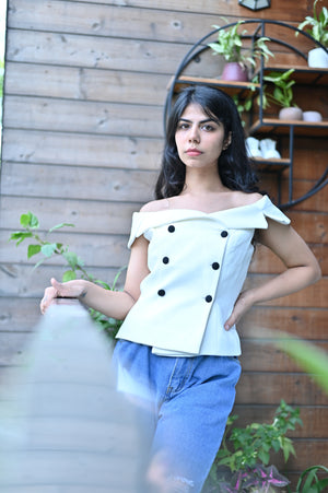 Off Shoulder Blazer Top