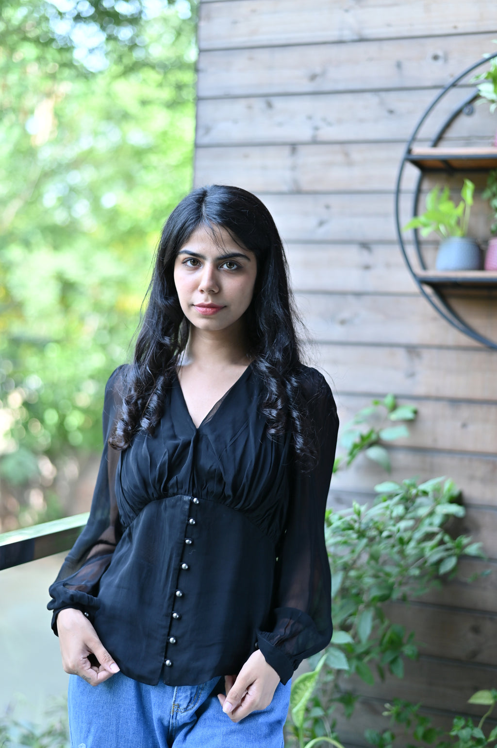 Black Button Down Top