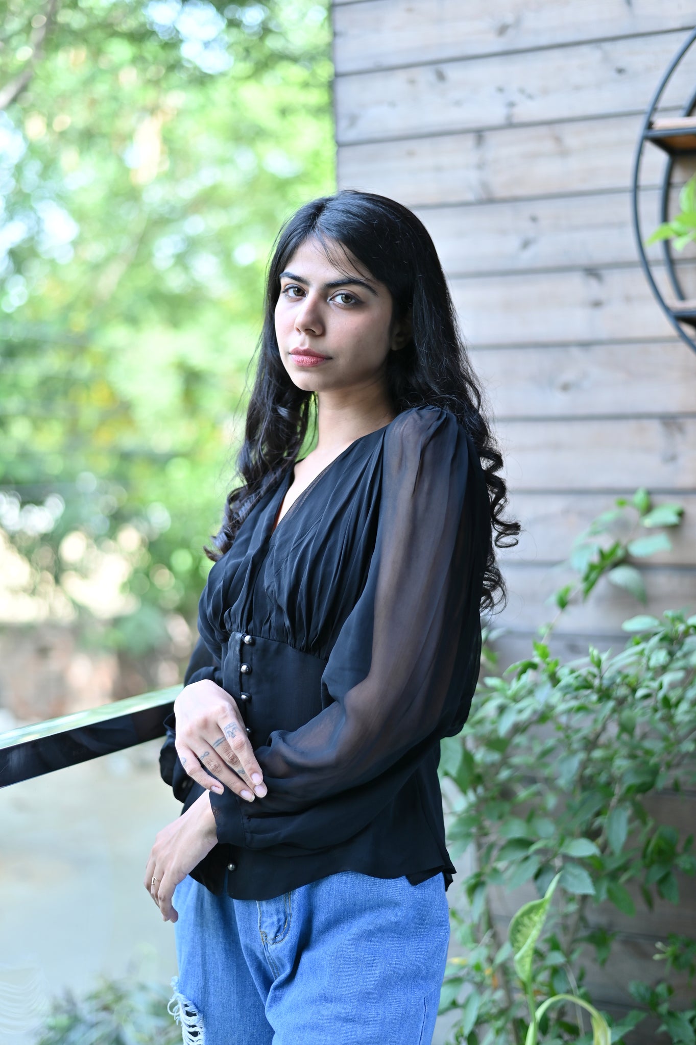 Black Button Down Top