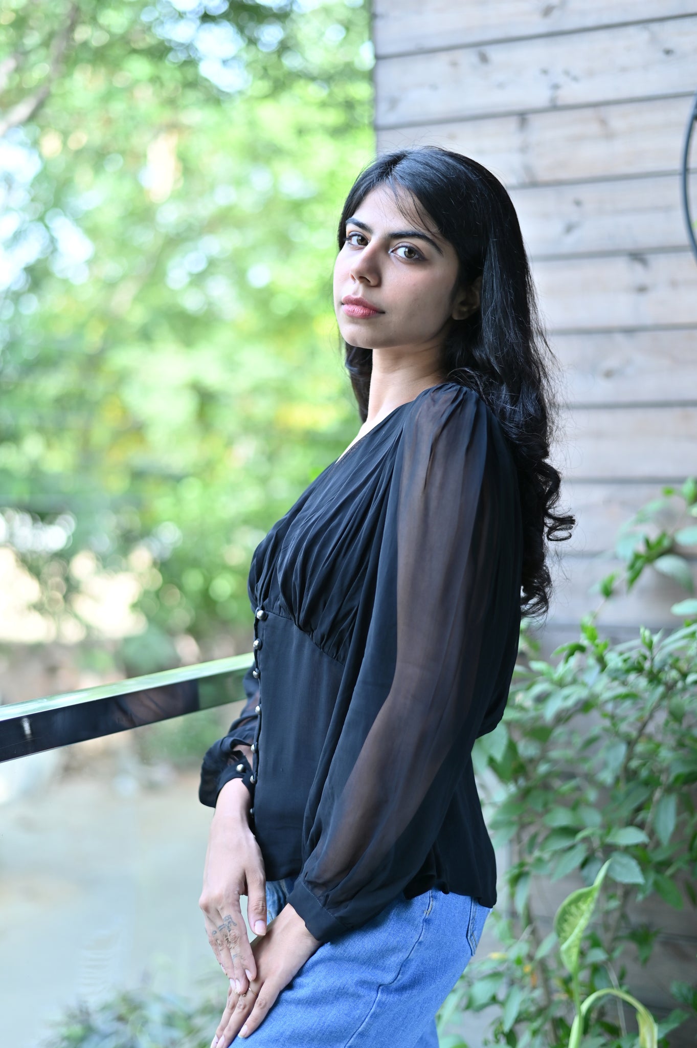 Black Button Down Top