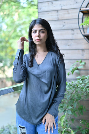 Grey Loose Fit Top