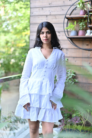 White Linen Layer Dress