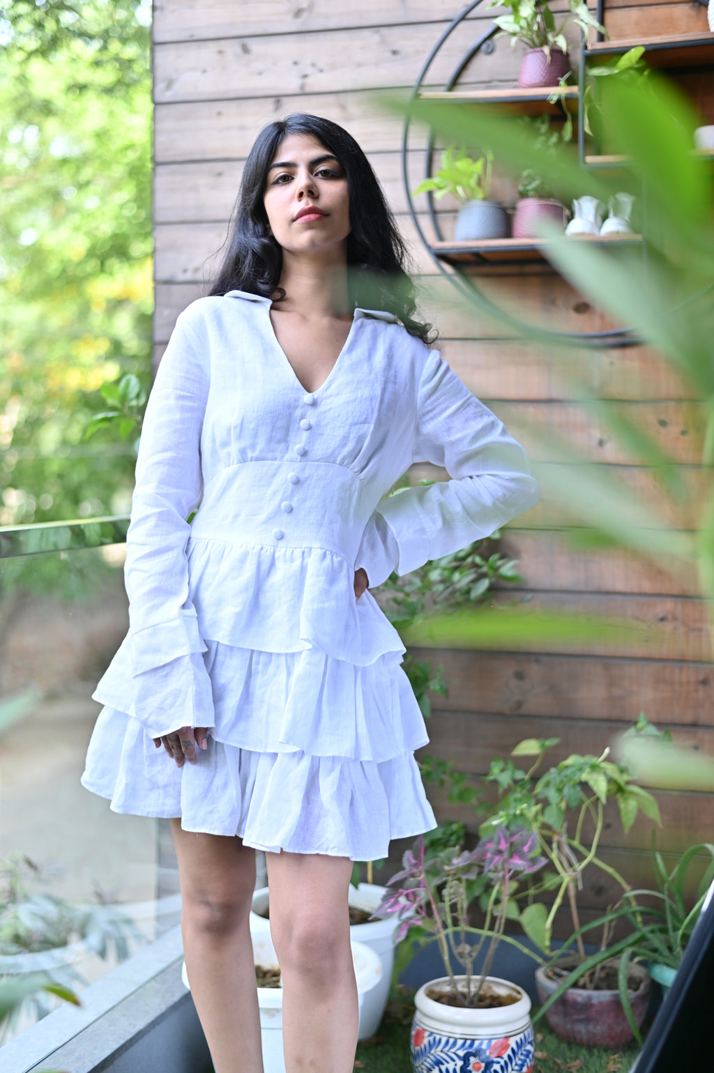 White Linen Layer Dress