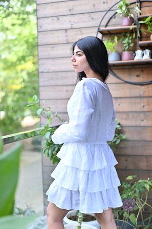 White Linen Layer Dress