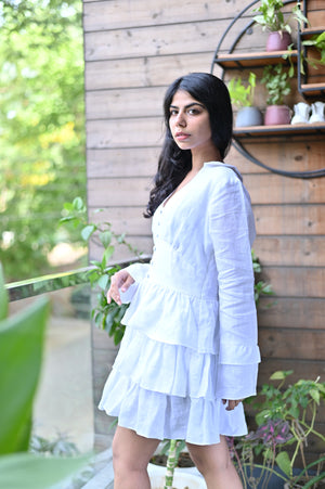 White Linen Layer Dress