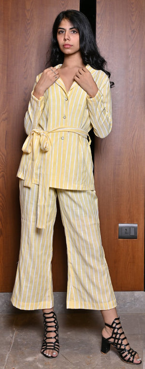Yellow Blazer Style Co-ord Set