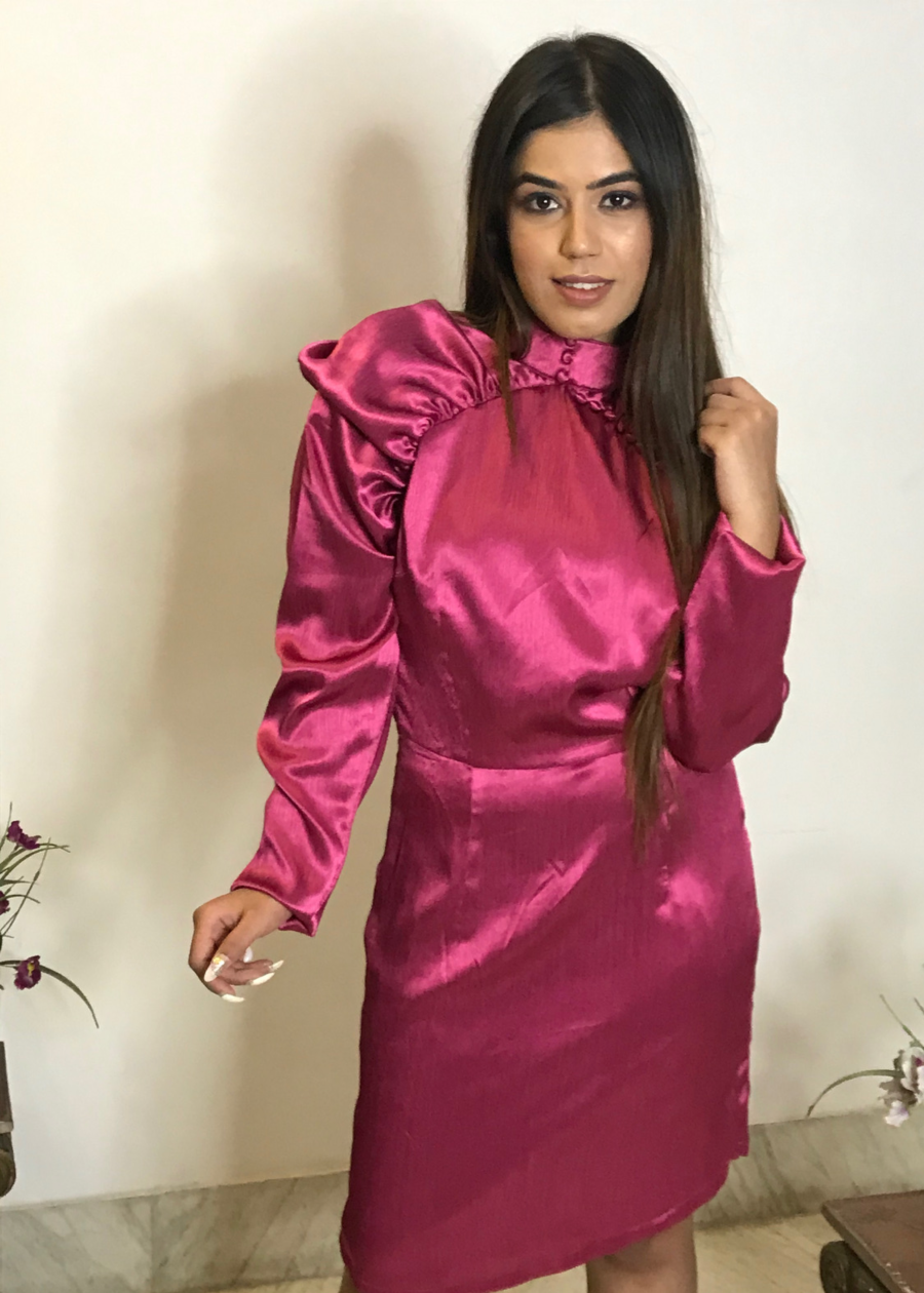 Hot Pink Satin Dress