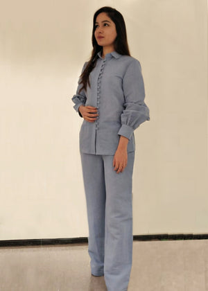 Buttoned Linen Coord Set