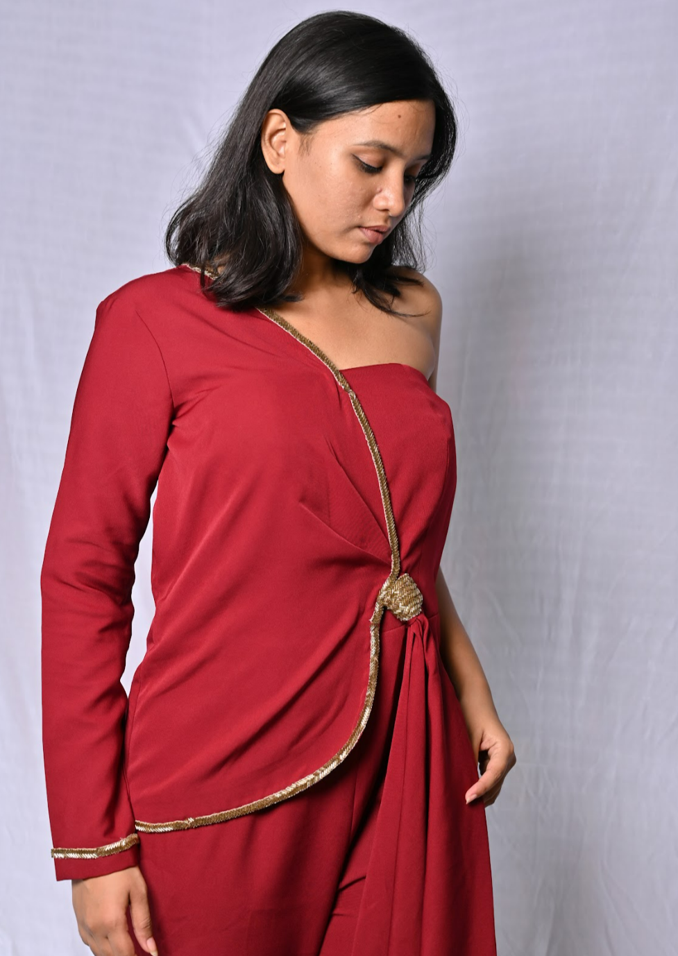 Red Embroidered Jumpsuit