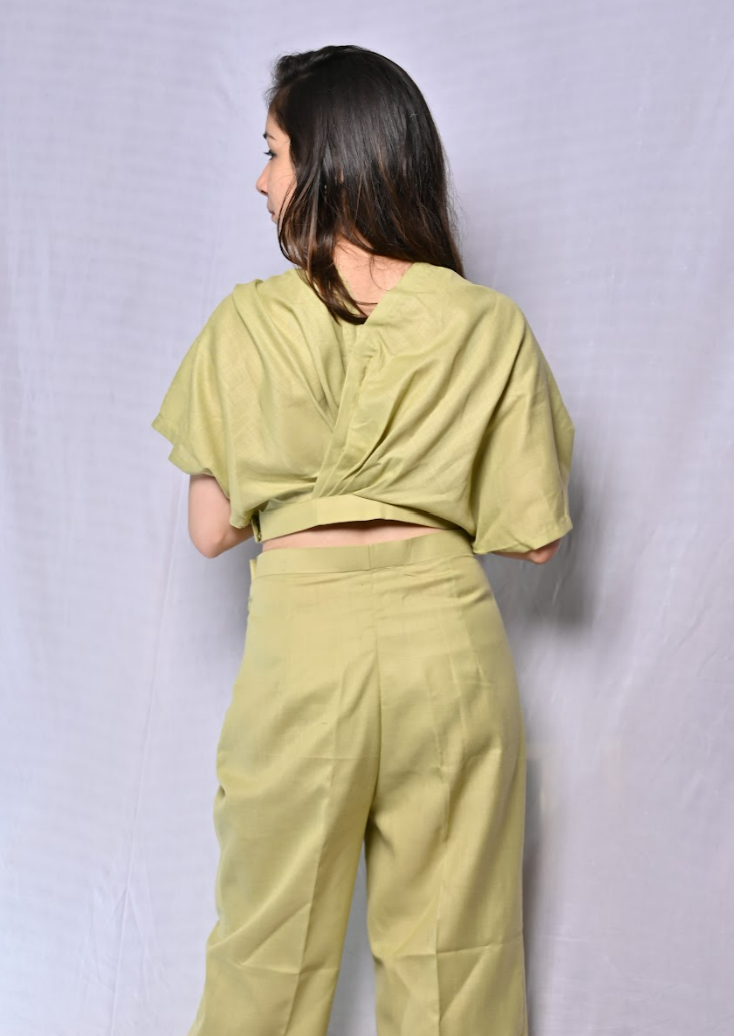 Draped Olive Green Co-ord Set