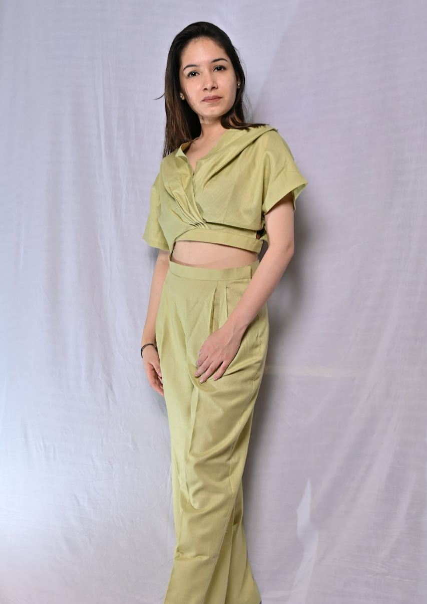 Draped Olive Green Co-ord Set