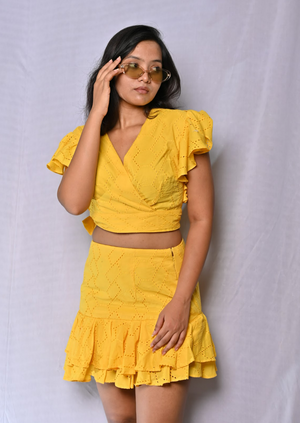Chiken Fabric Yellow co-ord Set