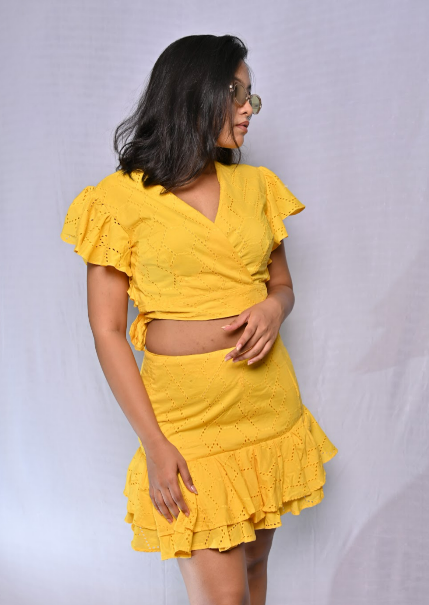 Chiken Fabric Yellow co-ord Set
