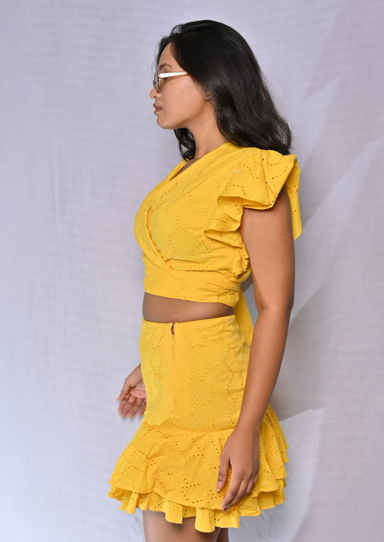 Chiken Fabric Yellow co-ord Set
