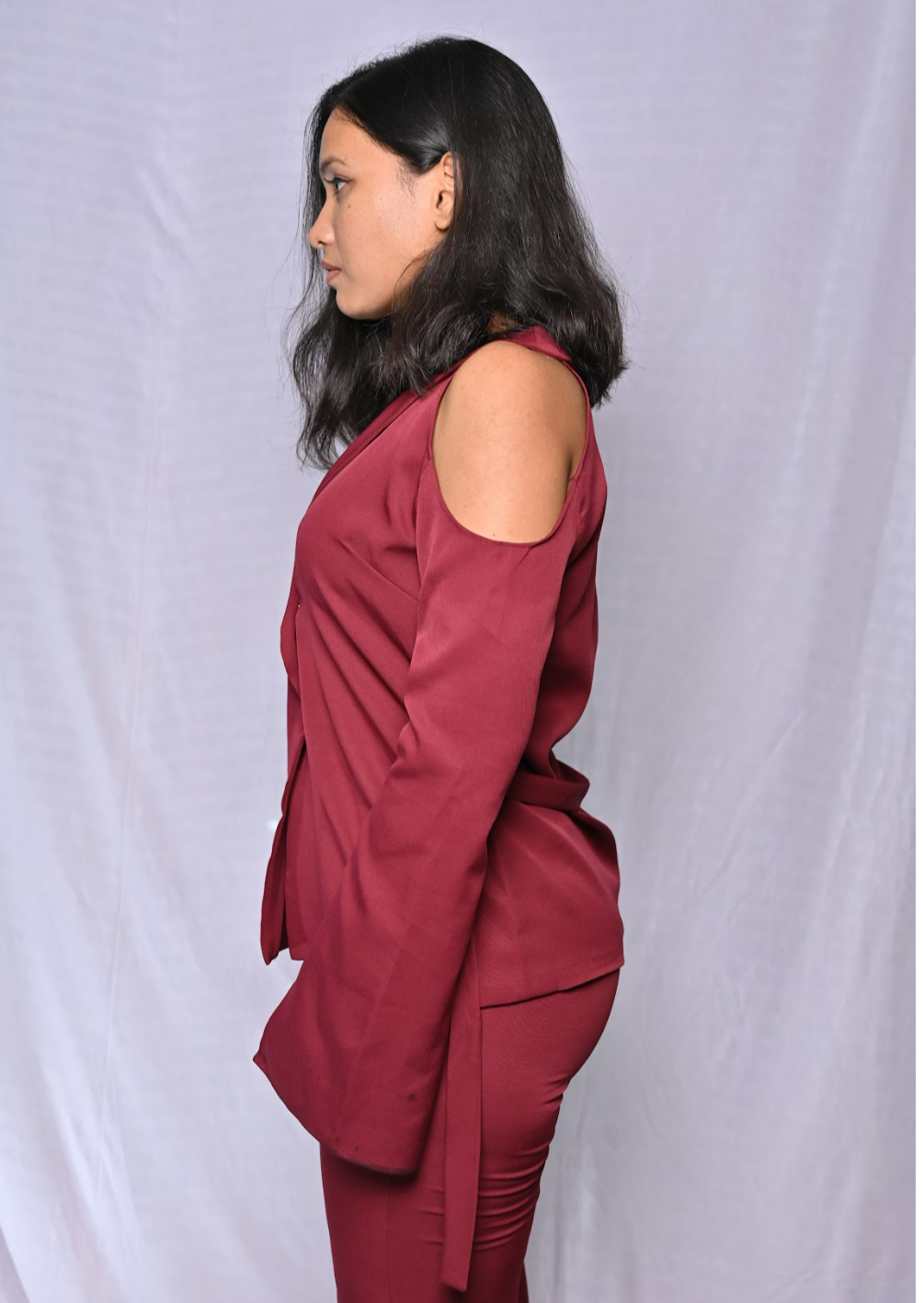 Maroon Cold Shoulder Co-ord Set