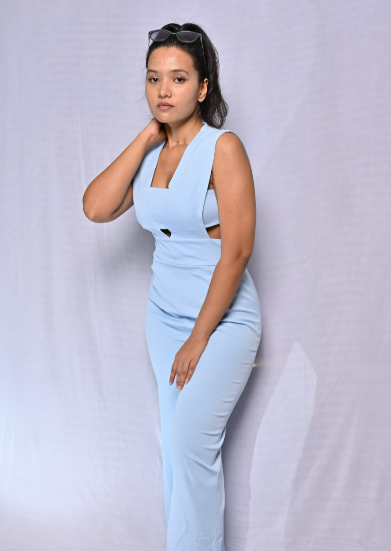 Sky Blue Cut out Jumpsuit