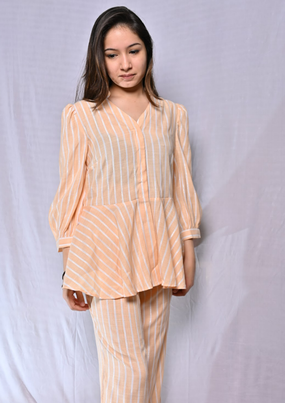 Peach Lines Co-ord Set