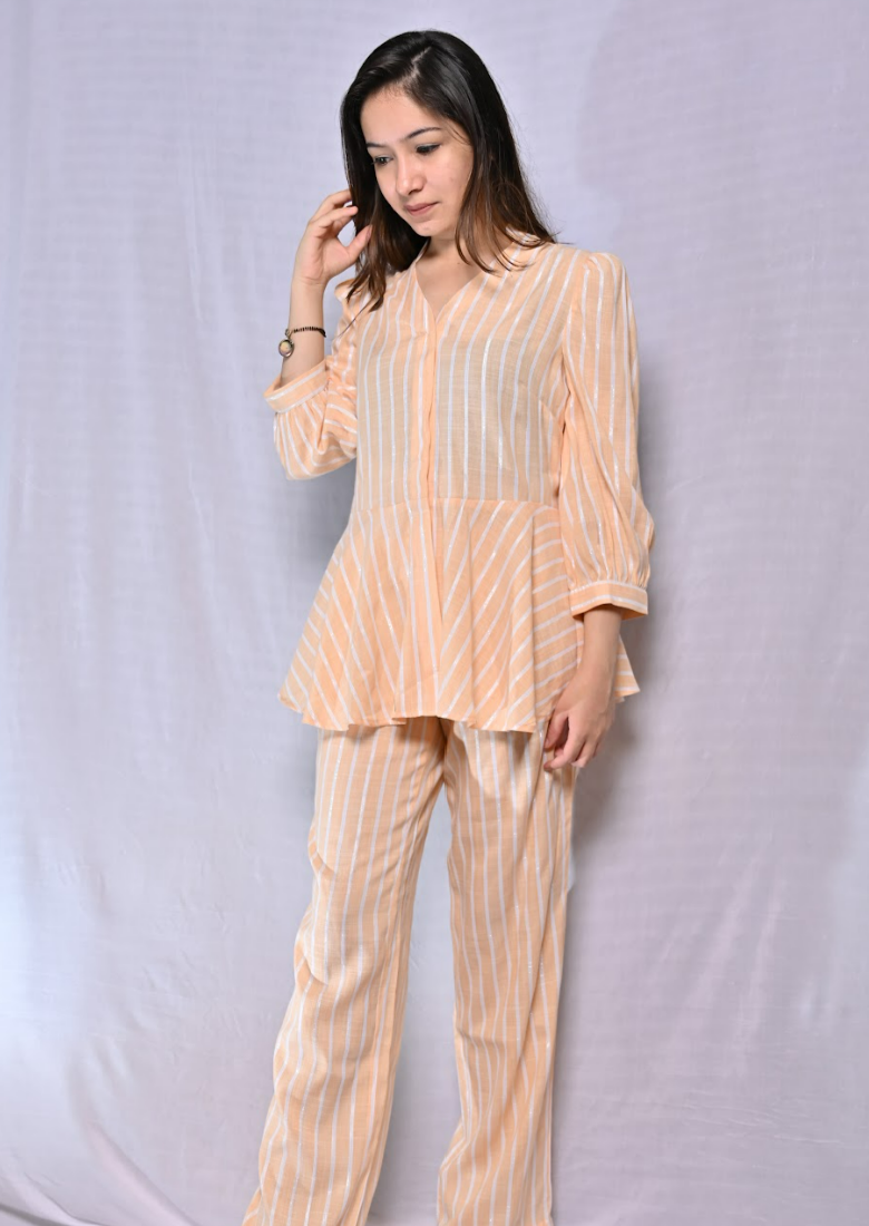Peach Lines Co-ord Set