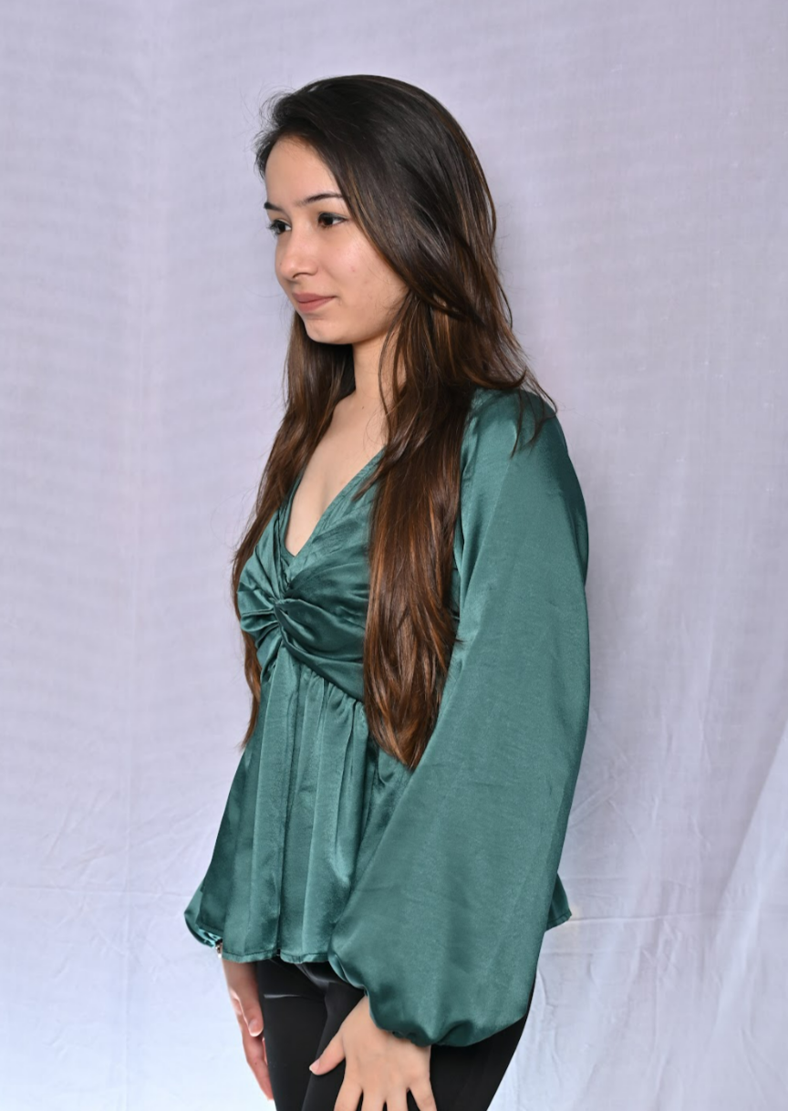 Bottle Green Draped Top