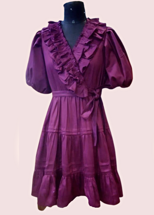 Wine Frills Dress