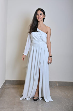 White One Shoulder Gown