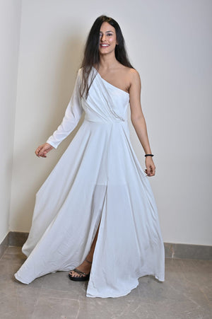 White One Shoulder Gown