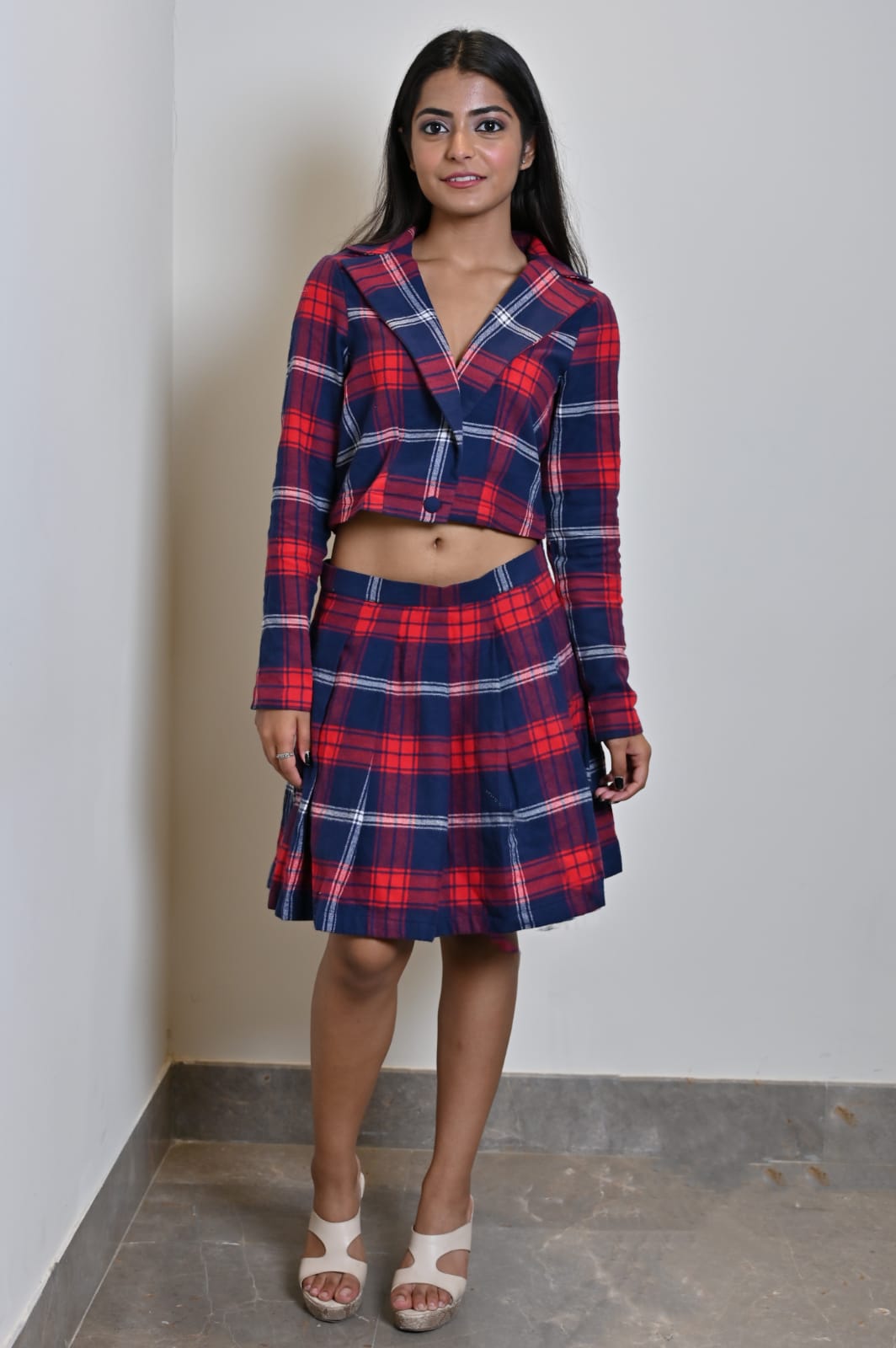 Red and Blue Checks Coord Set