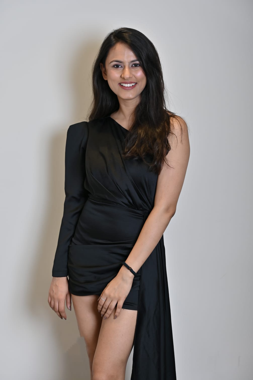 Black One Side Drape Dess