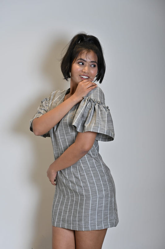 Grey White Lines Dress