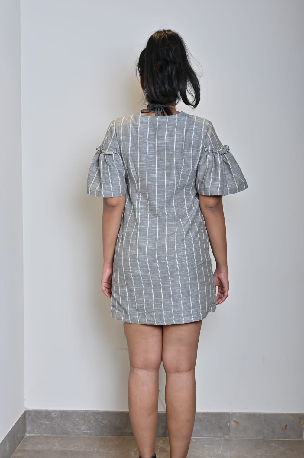 Grey White Lines Dress