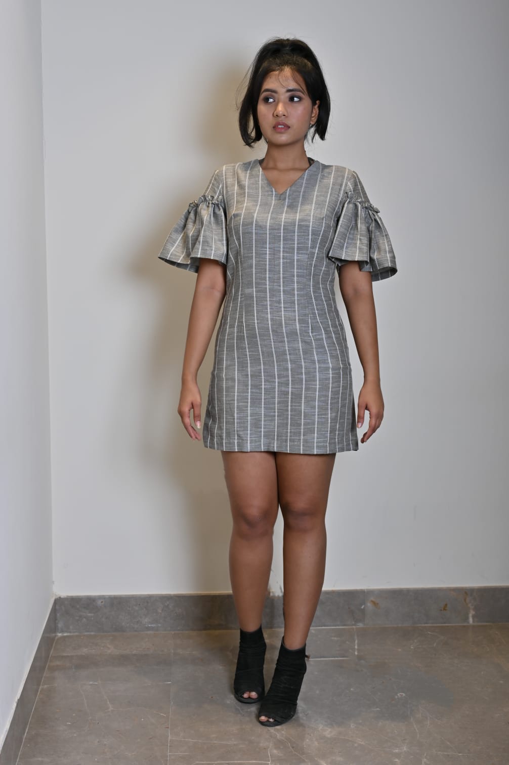 Grey White Lines Dress