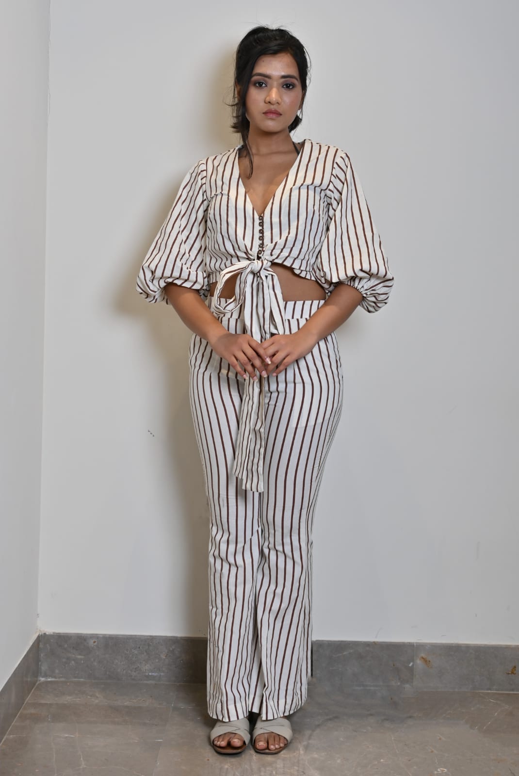 Brown Lines Coord Set