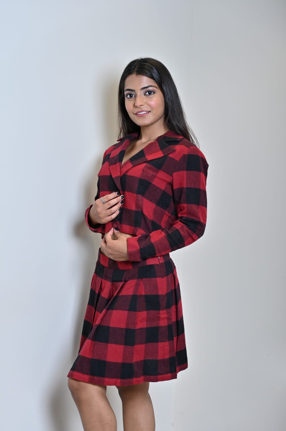 Checks Red And Black Coord Set