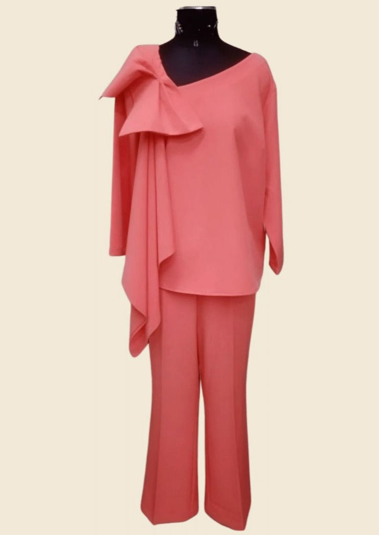 Peach Bow Co-ord Set