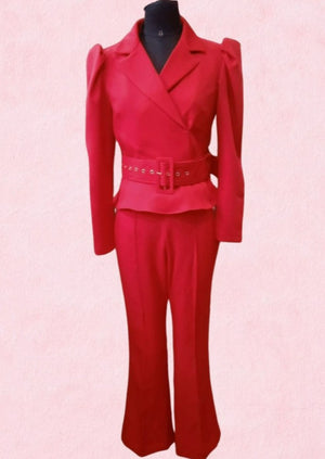 Red Blazer Style Co-ord Set