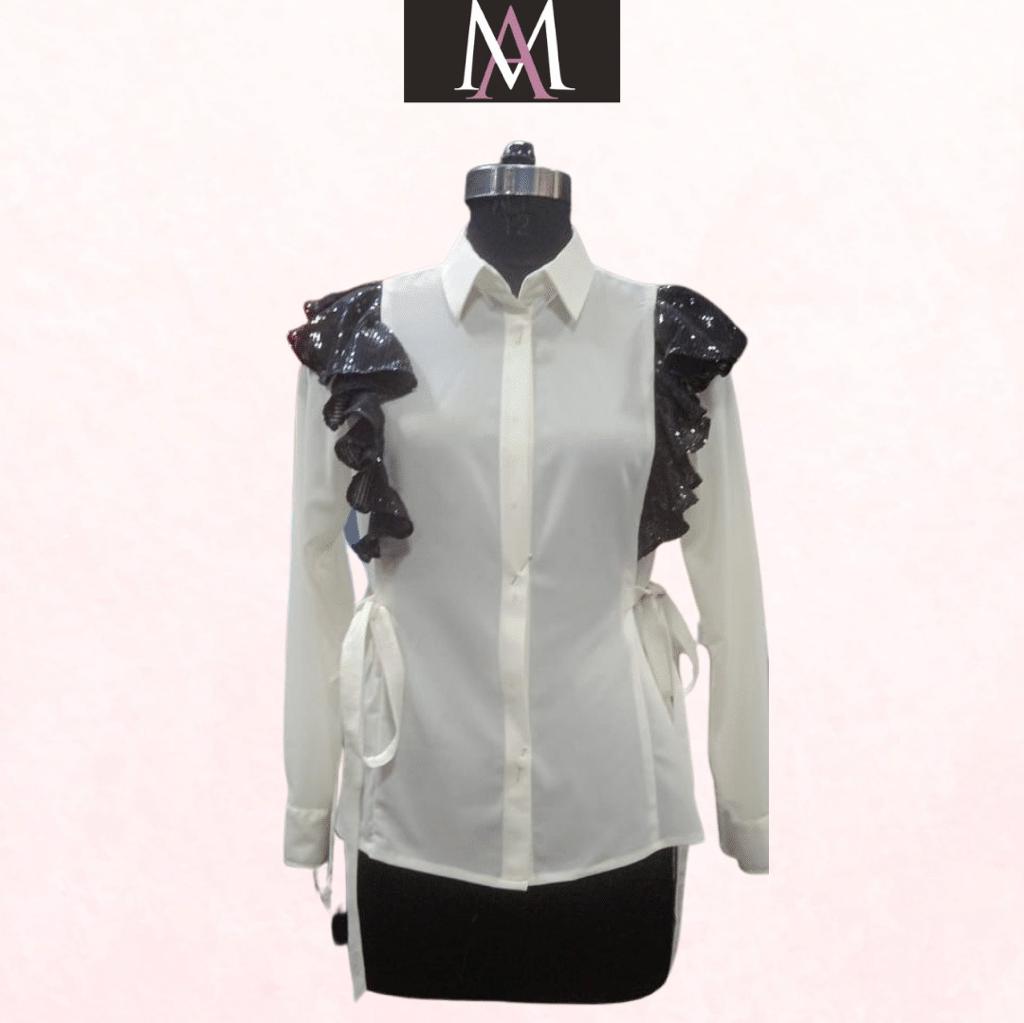 Black and White Sequin Top