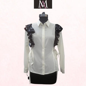 Black and White Sequin Top